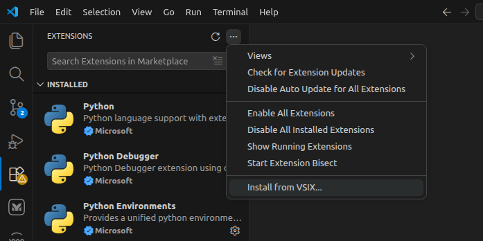 Install from VSIX